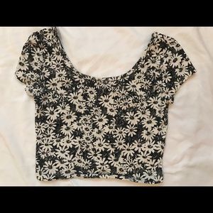 Mossimo Black & White Sunflower Croptop